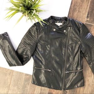 Faux Leather Vegan Moto Style Jacket